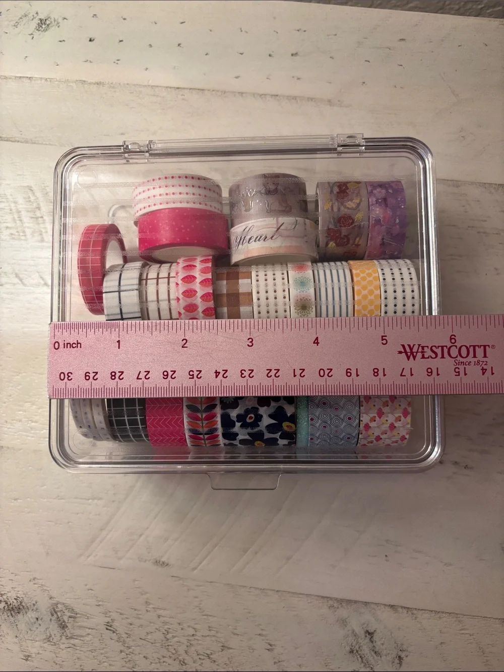 Washi Tape Variety Set of 26 Rolls in Sturdy Flip Top Storage Clear Box Bundle